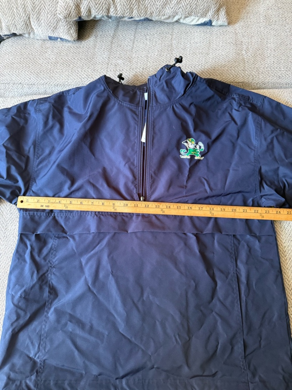 Notre dame champion Navy Jacket with Green Embroidered Notre Dame logo - Picture 6 of 6